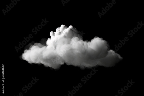 White cloud isolated on black background. Created with Generative AI Technology