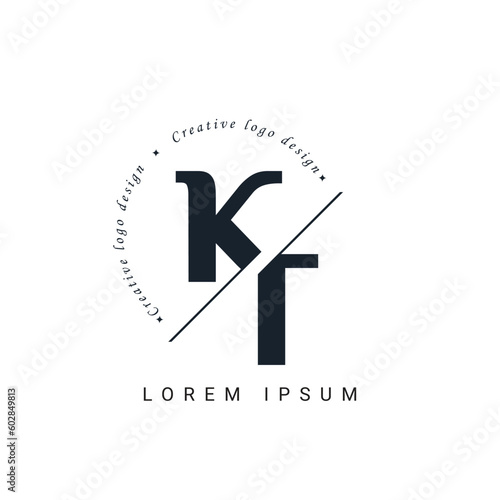 KT Letter Logo Design with a Creative Cut. Creative logo design