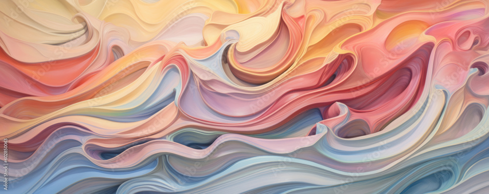 Falme or fire like abstract soft color wavy background with 3D expression. Rise flow, tide, concept. Hand edited generative AI.