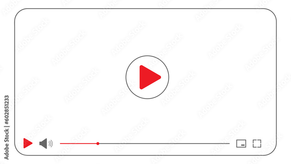 Multimedia video player with play button on white transparent background, Vector illustration Multimedia video player with play button on white transparent background, Vector illustration
