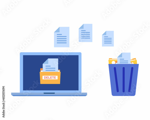 moving unnecessary files to trash from the laptop to the trash concept of Delete file.