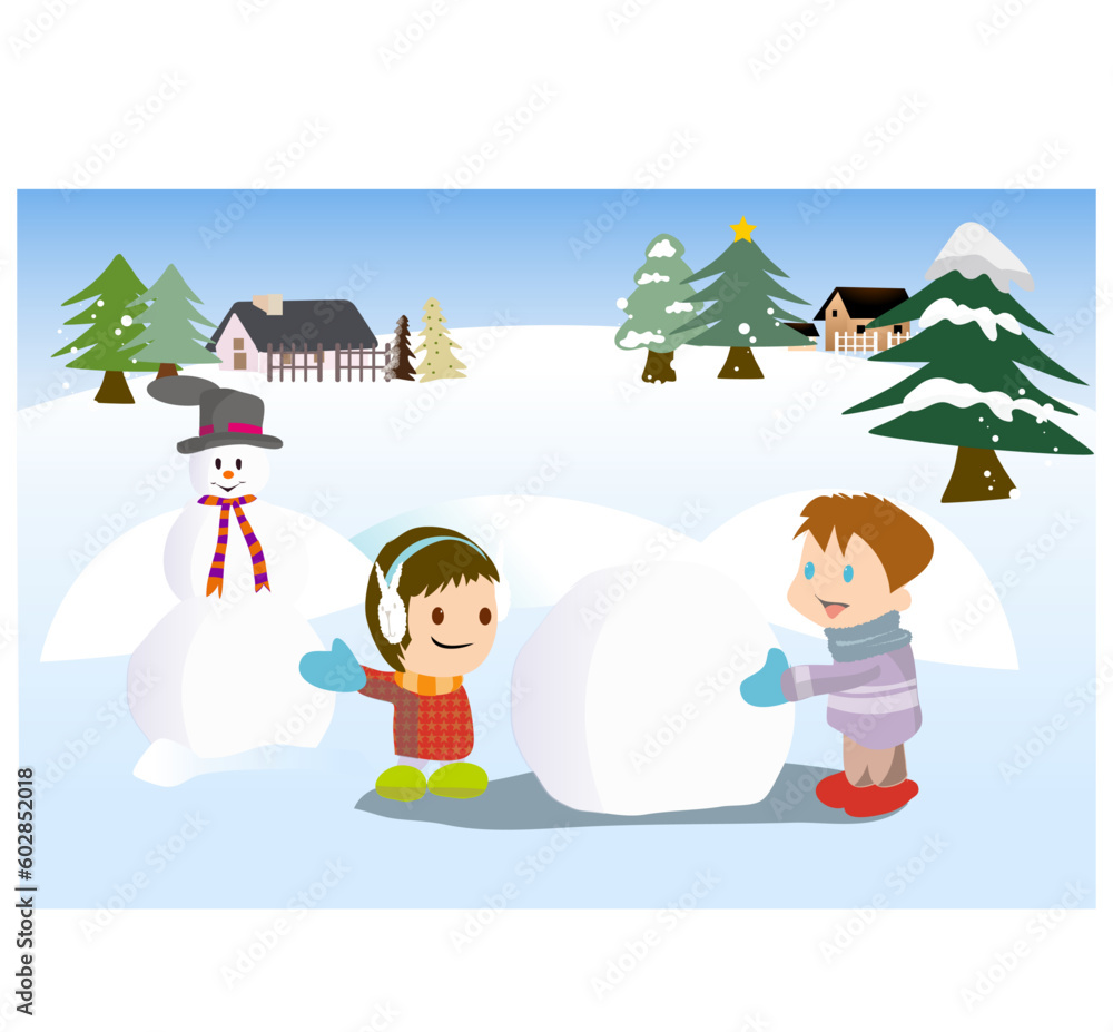 Fototapeta premium children in the snow