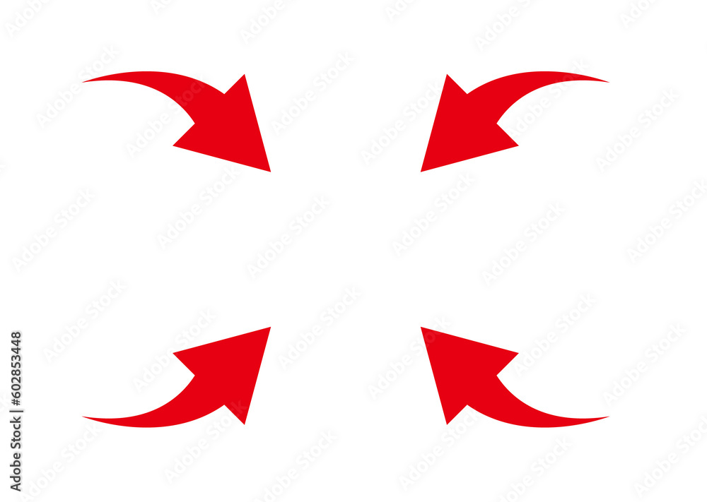 Fototapeta premium 赤色の内側に入り込む矢印