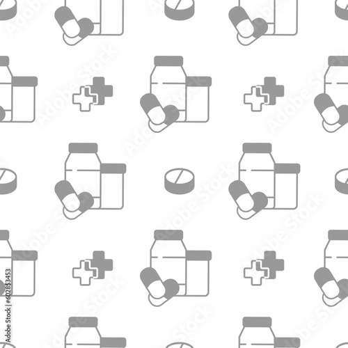 medicine pattern gray icons medications in illustration