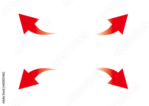 Obraz na płótnie 赤グラデーションの外側に向かう矢印