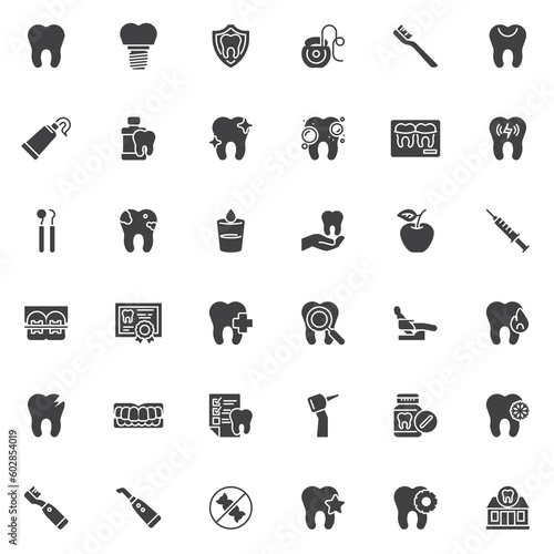 Dental care vector icons set