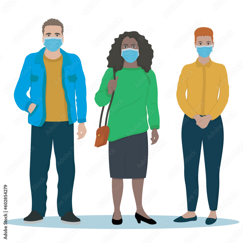 masked people during the onset of a pandemic