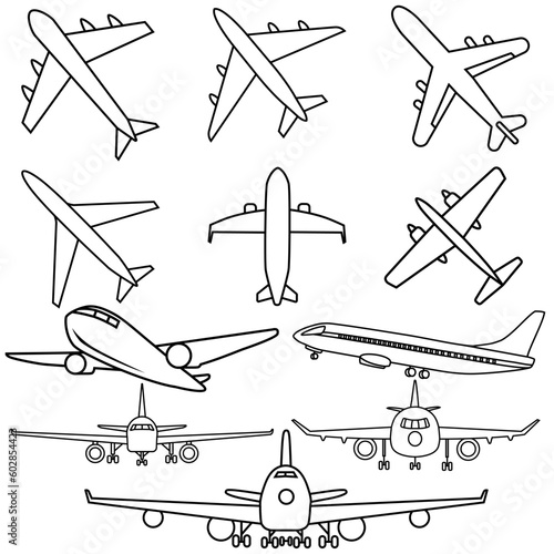 Aircraft icon vector set. airplane illustration sign  collection. plane symbol or logo.