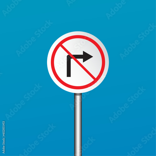 turn right road sign illustration