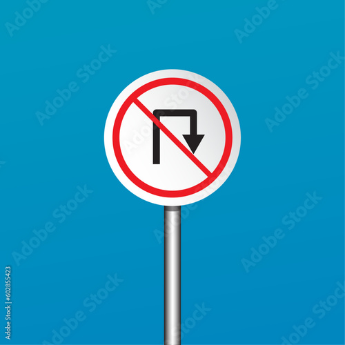 u-turn right road sign illustration