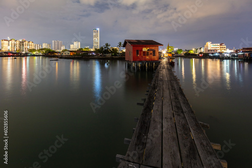 Clan jetty in Penang. Penang heritage culture. Unesco World Heritage Site in Malaysia.