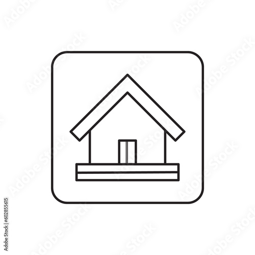 home or house button icon outline on transparent background