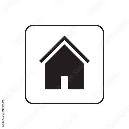 home or house button icon outline on transparent background