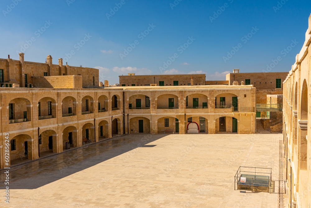 Panorama of Fort Saint Elmo in Valetta, Malta, a star fort - obrazy, fototapety, plakaty 