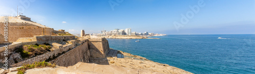 Panorama of Fort Saint Elmo in Valetta, Malta, a star fort