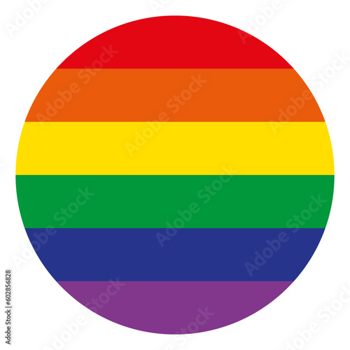 Round isolated rainbow icon. LGBT community flag symbol. Rainbow flag button. A sign of diversity and tolerance. Vector illustration.