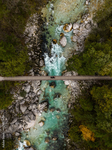 A foot bridge above Soca River, Slovenia