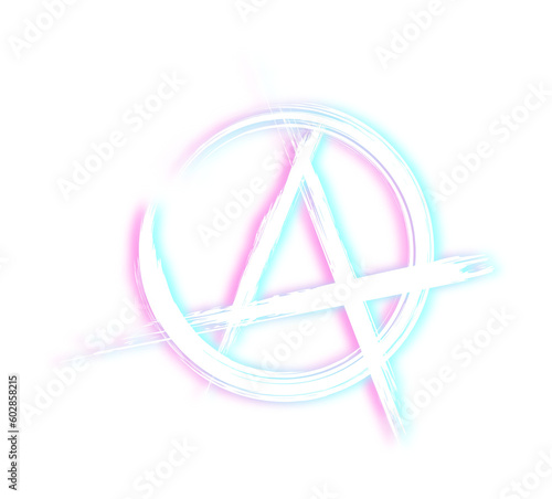 Fotografie anarchy logo with blurred shadow (blue, pink) - on transparent