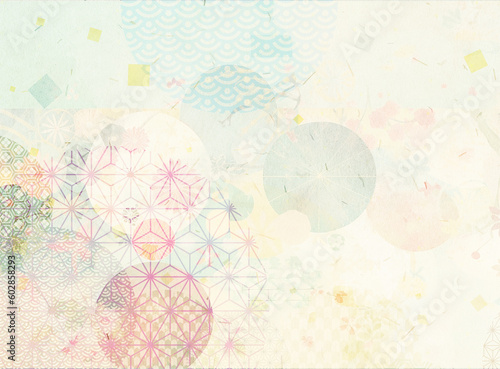 伝統の和紙の和柄模様　ベージュカラー