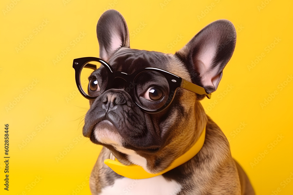 French Bulldog Wearing a Glasses generative ai