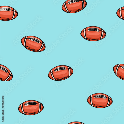 American football wallpaper design vector image. Repeating tile background of rugby balls seamless pattern texture
