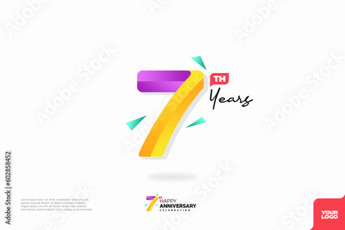 Number 7 logo icon design, 7th birthday logo number, anniversary 7