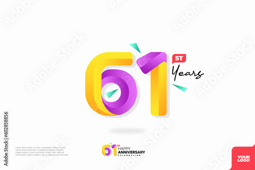 Number 61 logo icon design, 61st birthday logo number, anniversary 61