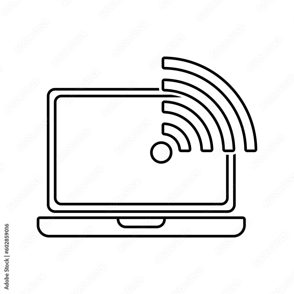 laptop with Wi-Fi symbol, internet connection icon vector laptop with Wi-Fi symbol, internet connection icon vector