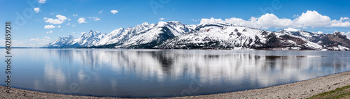 Jackson Lake panorama with the Grand Teton Mountains