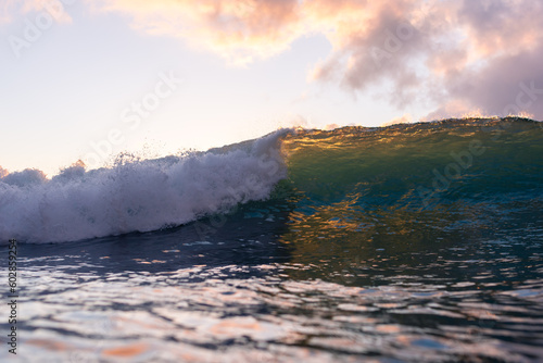 Breaking wave at sunset in Tenerife