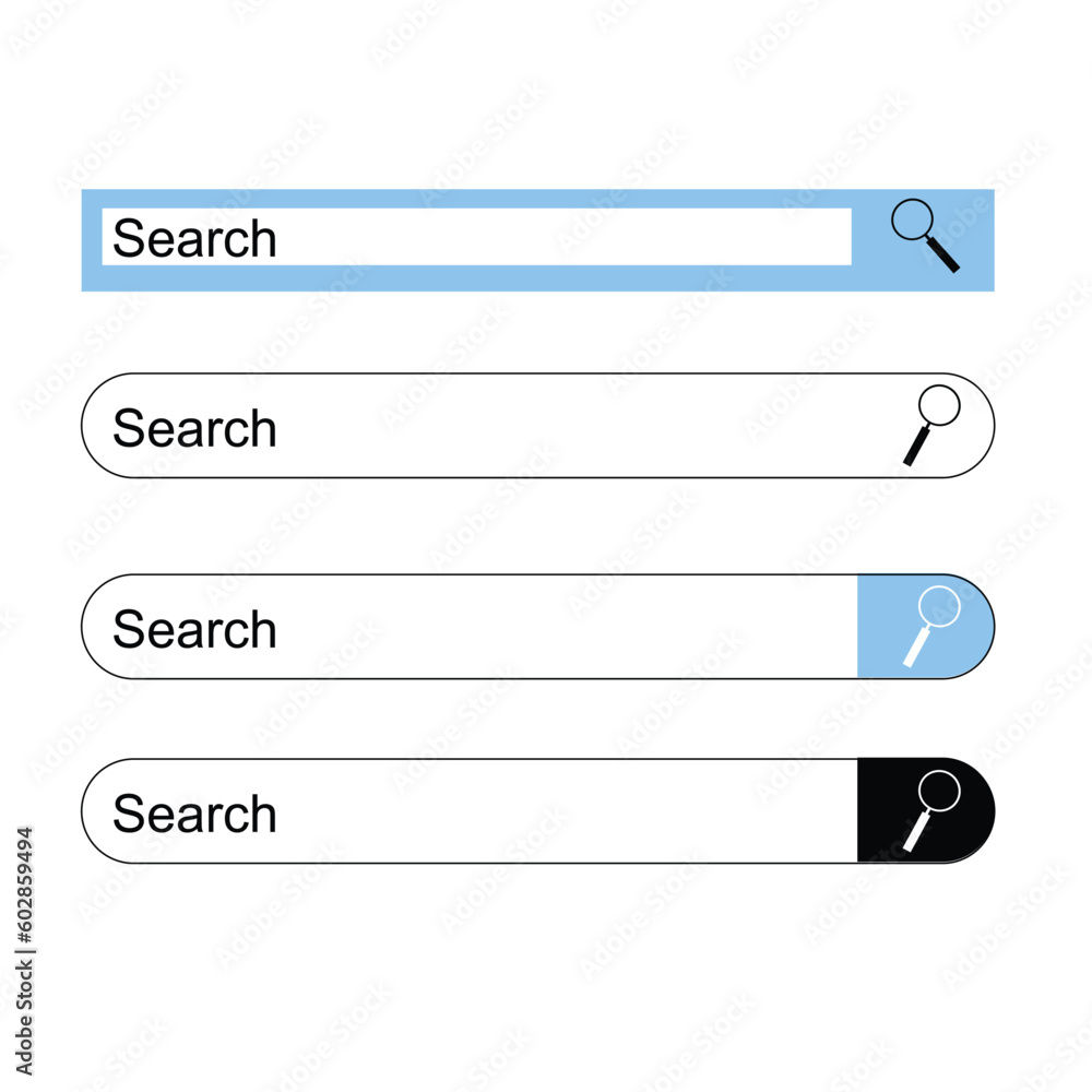 Search bar vector element design, set of search boxes ui template isolated on white background
Search bar vector element design, set of search boxes ui template isolated on white background