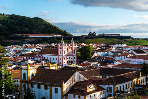 Panoramic Aerial View of the old Town of Angra do Heroismo