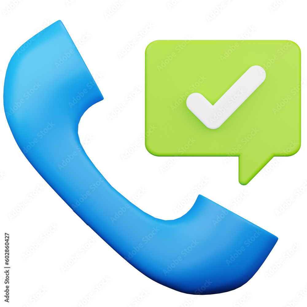 telephone with approve symbol 3d illustration