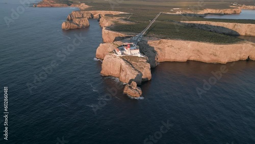 Aerial of Cape St. Vincent or Cabo de São Vicente is the most southwestern tip of continental Europe