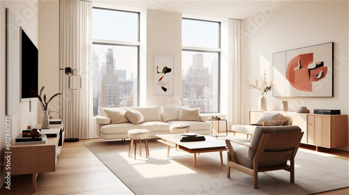 Generative AI, Simplicity in Style: A Minimalist Living Room Design © icehawk33