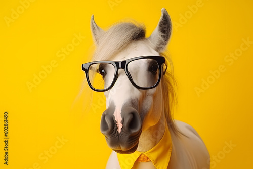 Cute Nerd Horse Wearing Glasses generative ai  © Fahad