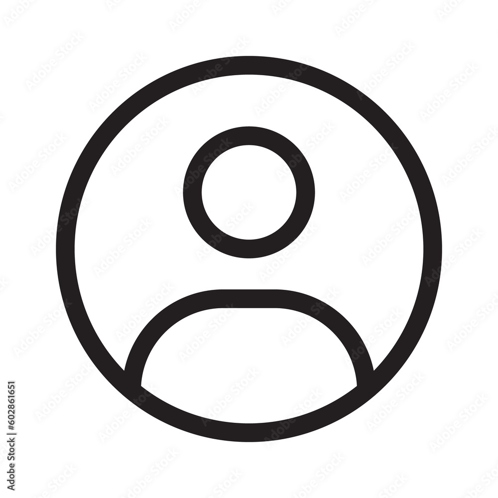 profile icon, avatar icon, user icon, person icon outline black and