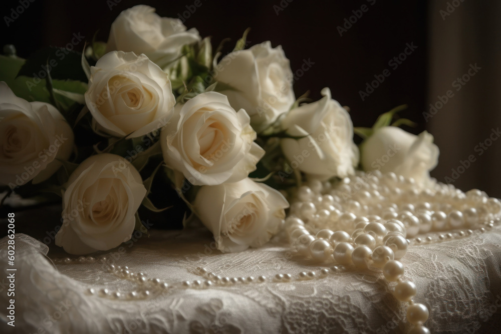 Roses, pearls and lace Generative AI Roses, pearls and lace Generative AI