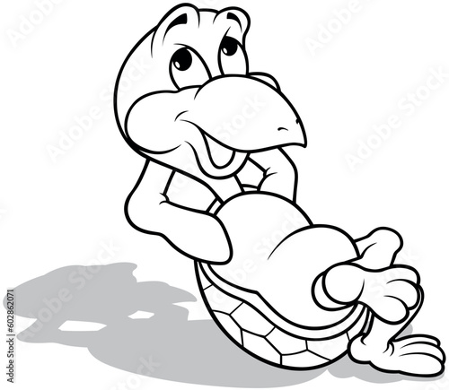 Wallpaper Mural Drawing of a Satisfied Turtle Lying on its Back Torontodigital.ca