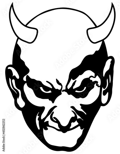 Drawing of a Devil's Head with Horns