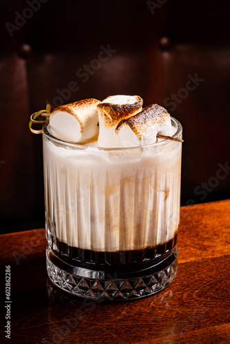 cocktail with marshmallow and coffee photo