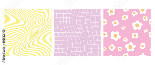 Abstract retro aesthetic backgrounds. Twisted and distorted vector texture in trendy retro psychedelic style. Y2k aesthetic.