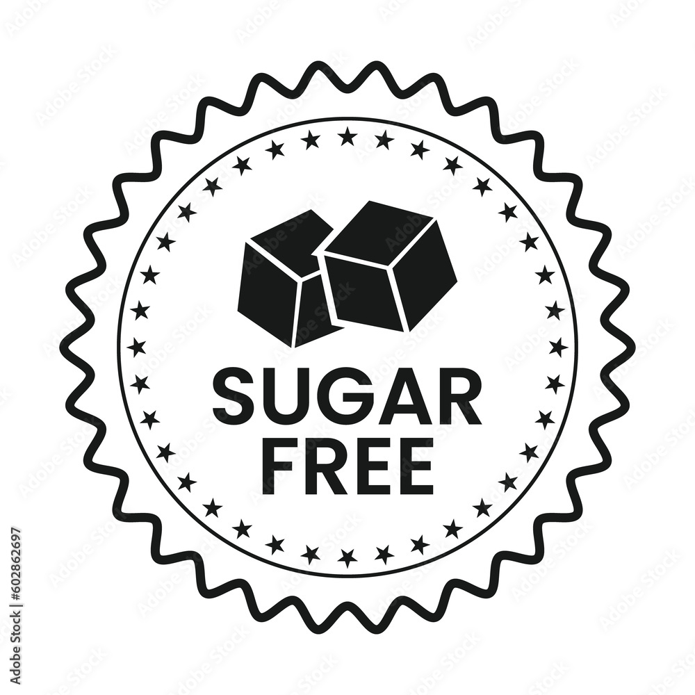 Sugar Free Icon, Sugar Free Badge, No Sugar Emblem, Stamp, Seal, Label