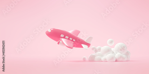 Travel concept 3d illustration, Aeroplane takeoff