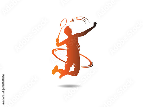 Badminton logo design. sports logo. Badminton racket. Jump logo. Premium design. creative design. Business