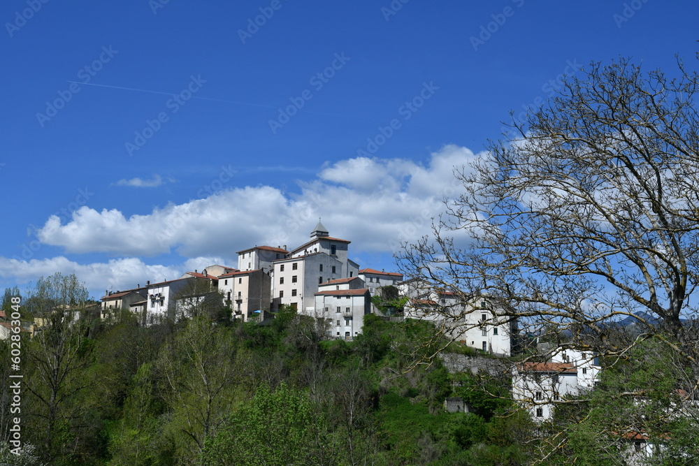 View of Castel del Giudice, a mountain village in the Molise region, Italy.