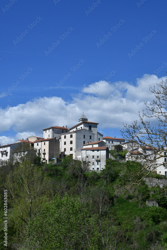 View of Castel del Giudice, a mountain village in the Molise region, Italy.