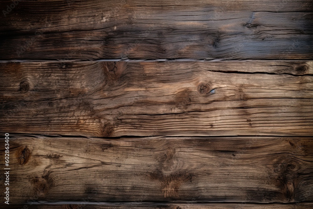Fototapeta premium Texture of old boards detailed brushed oak wood as background with artistic design. AI generative