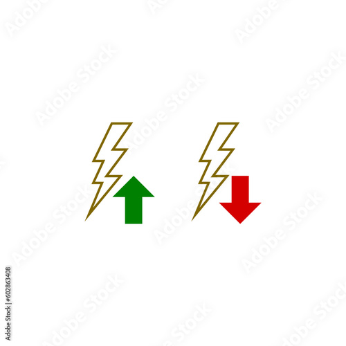 Alternative reduction energy icon like rising or falling isolated on white background