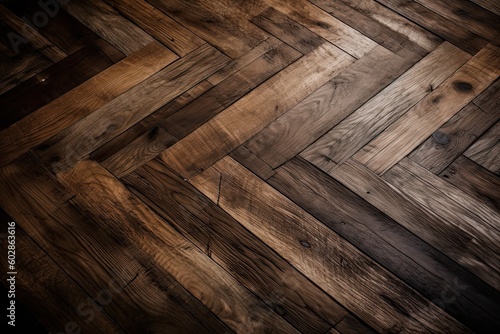 Texture of nature oak wood parquet floors as background with artistic design. AI generative